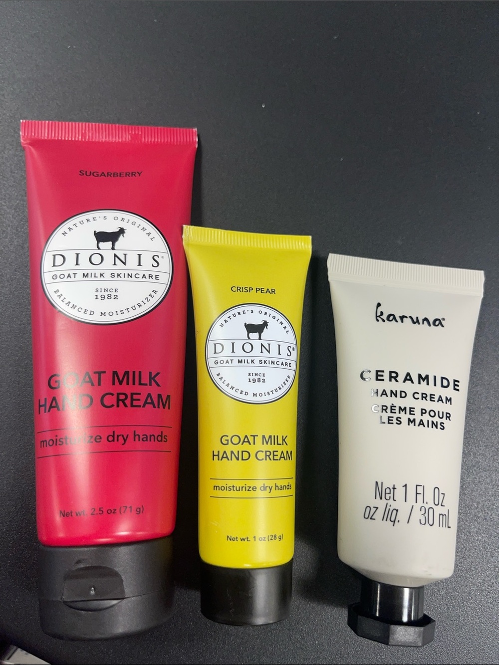Dionis Goat Milk Hand Cream - Sugarberry (Red) & Crisp Pear (Yellow)